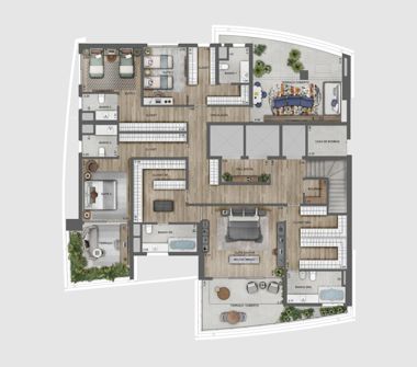 Perspectiva ilustrada da planta duplex inferior de 554m² final 1