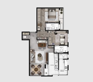 Perspectiva planta apartamento 86m²