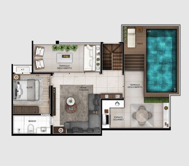 Perspectiva planta apartamento 213m²