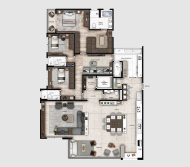 Perspectiva planta apartamento 222m²